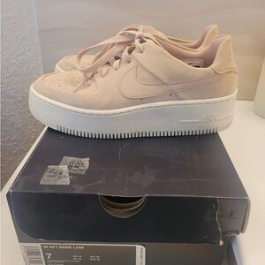 Nike Women's Cream/Beige suede Sneakers